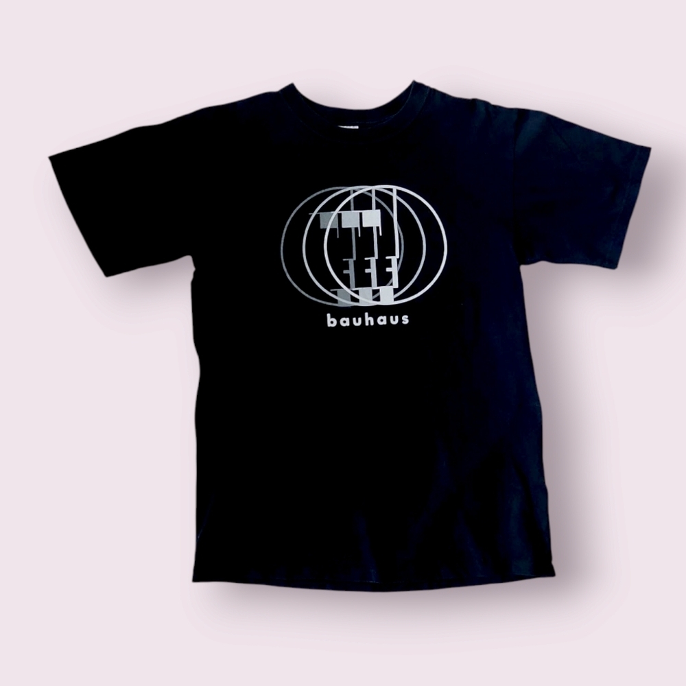 --Rare‎ Vintage Bauhaus Logo Graphic Tee Unisex M Black